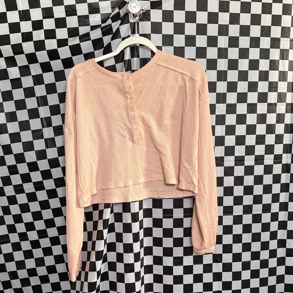 Flirtitude Peach Button-Up Sweatshirt